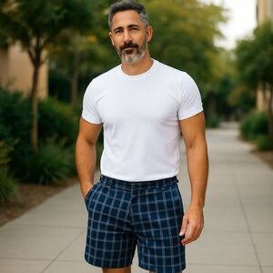 Men Shorts 36 PGA Tour Blue Plaid